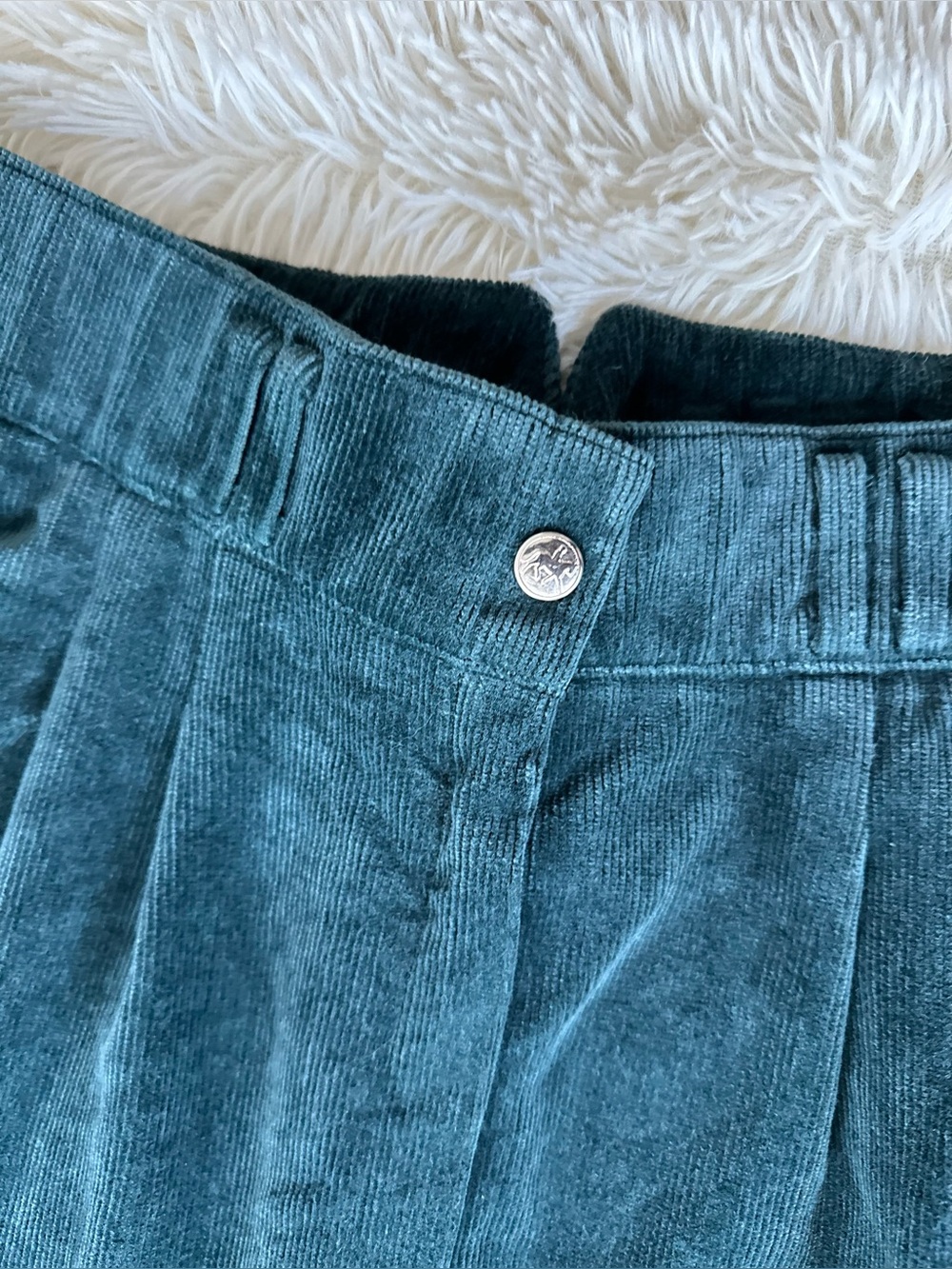 Pikeur Riding Breeches - Teal Green - Corduroy & Suede-Like Contrast - Sz 34L